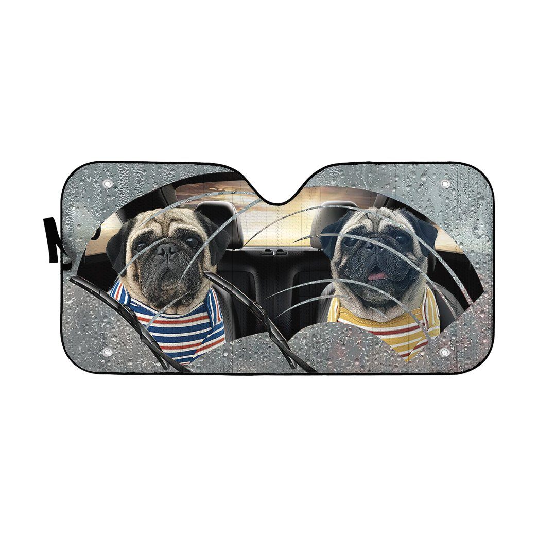 Gearhumans 3D Pugs Two Custom Car Auto Sunshade