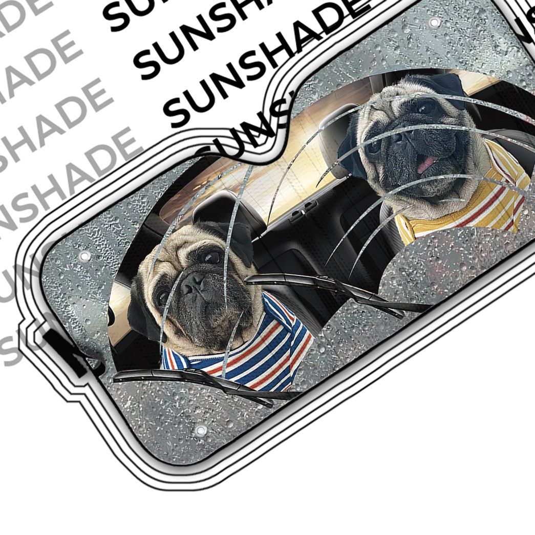 Gearhumans 3D Pugs Two Custom Car Auto Sunshade
