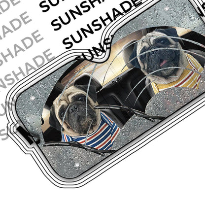 Gearhumans 3D Pugs Two Custom Car Auto Sunshade