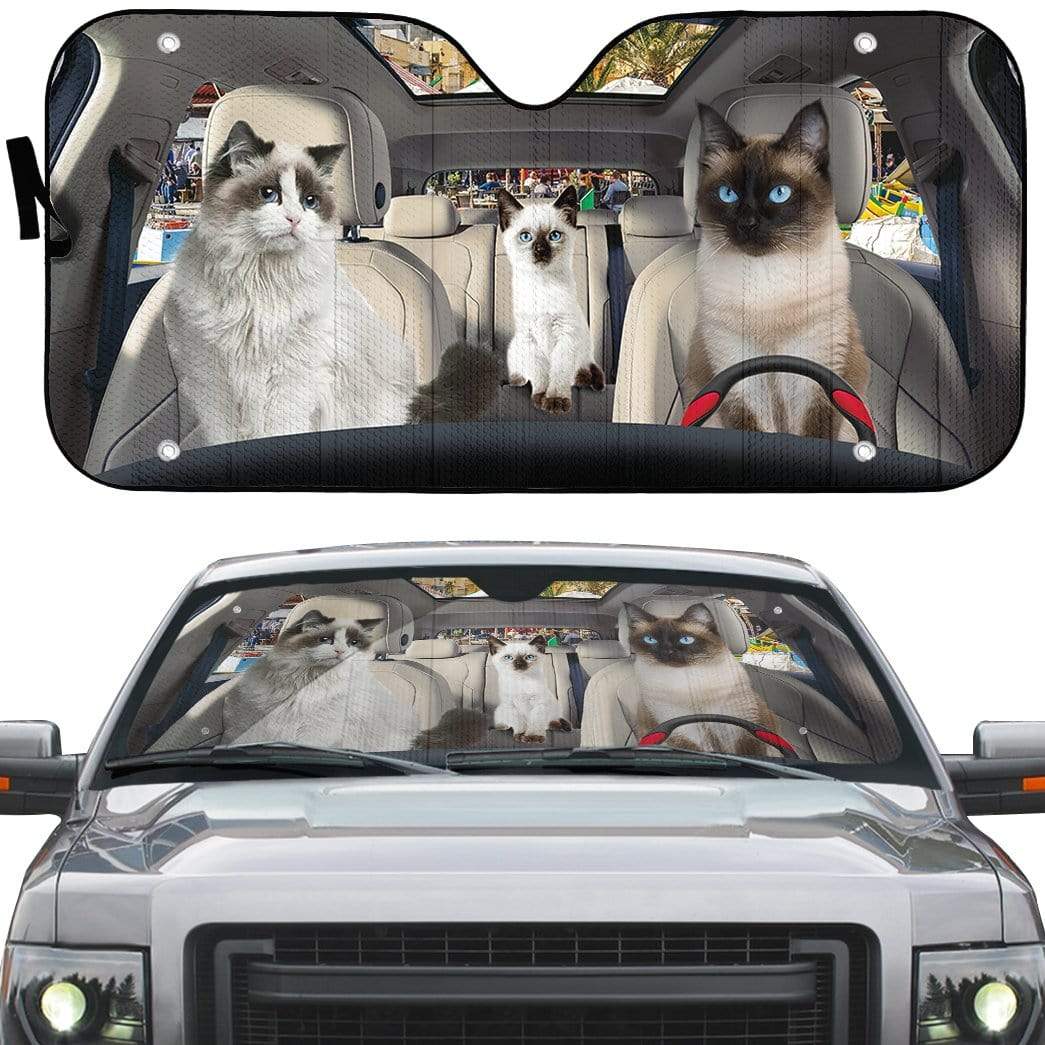 Gearhumans 3D Ragdoll Cat Custom Car Auto Sunshade