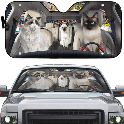 Gearhumans 3D Ragdoll Cat Custom Car Auto Sunshade