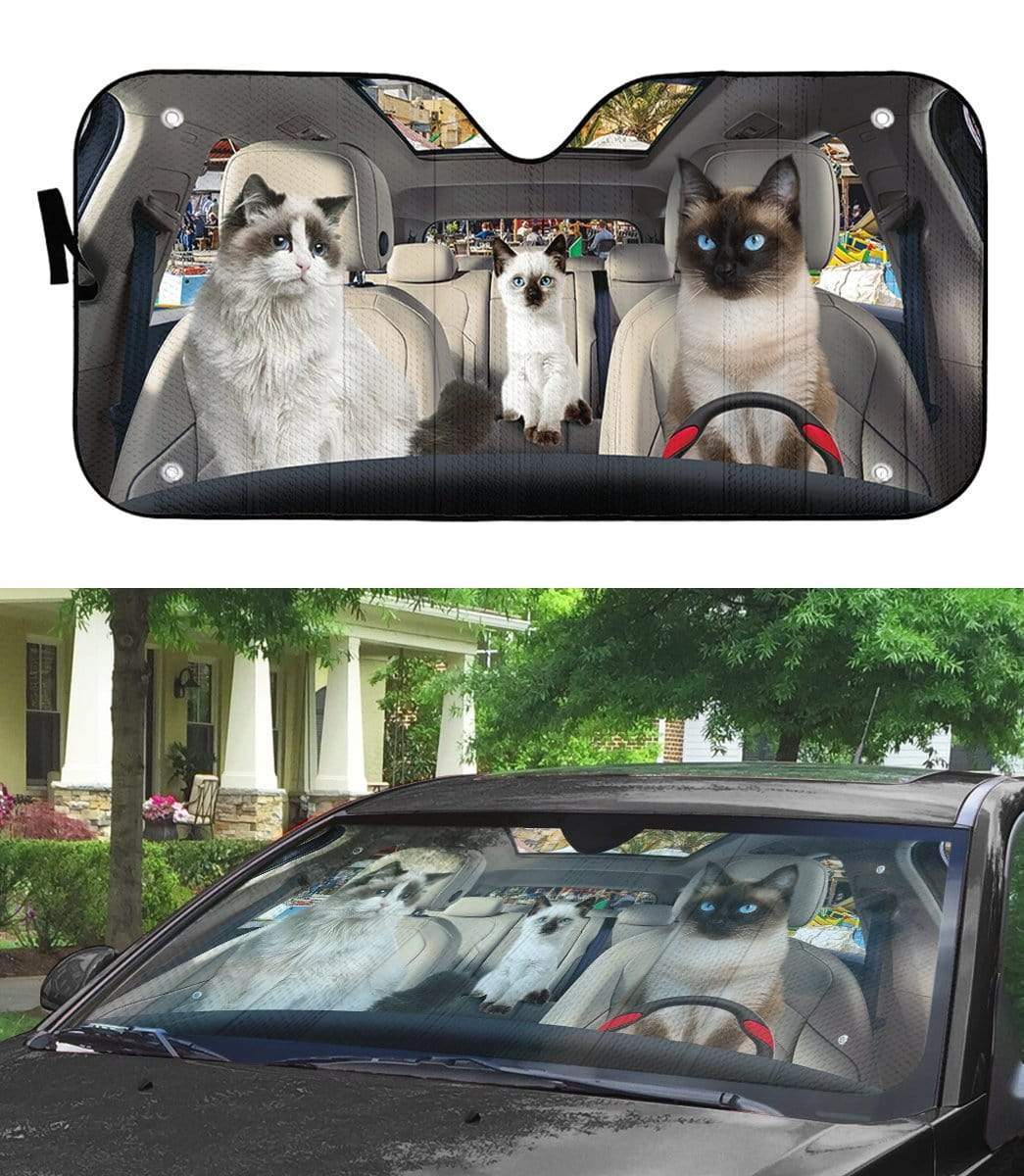 Gearhumans 3D Ragdoll Cat Custom Car Auto Sunshade
