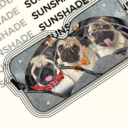 Gearhumans 3D Rain Three Pugs Custom Car Auto Sunshade