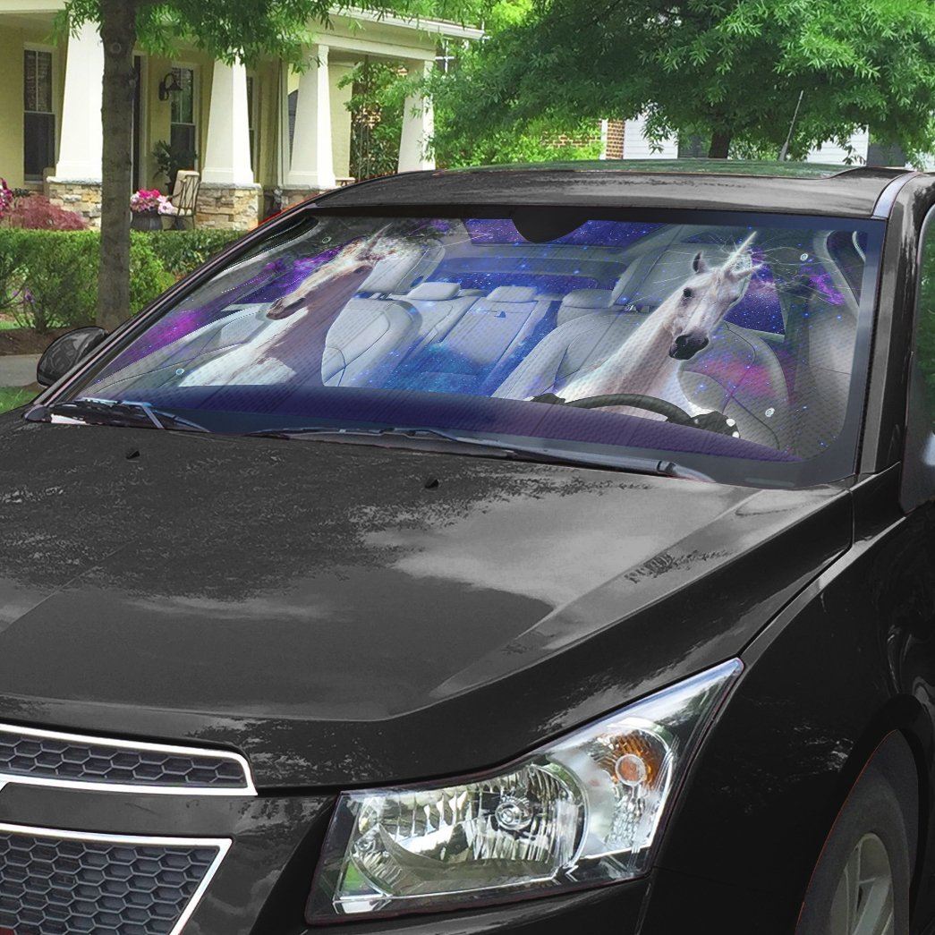 Gearhumans 3D Real Unicorn Custom Car Auto Sunshade