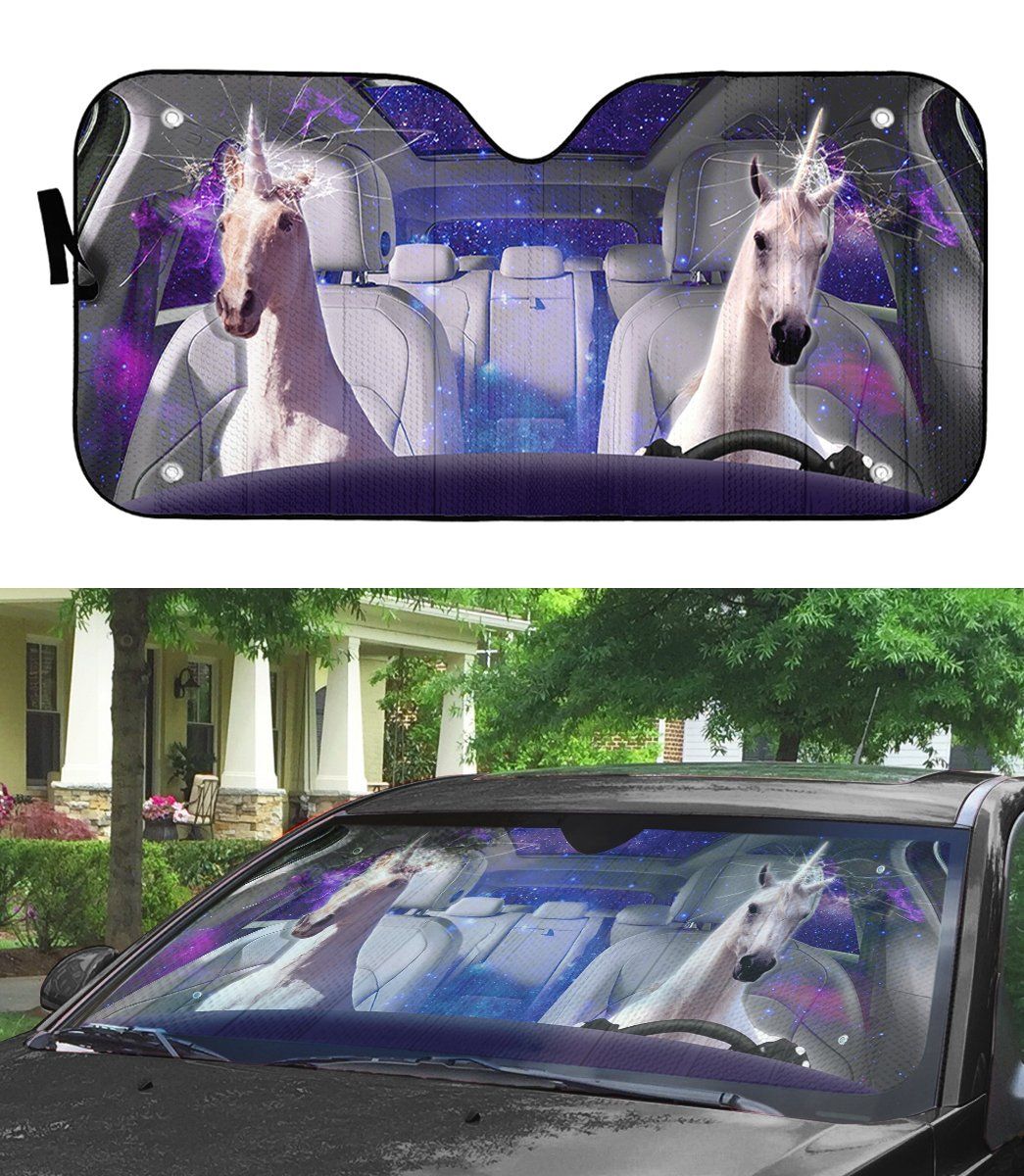 Gearhumans 3D Real Unicorn Custom Car Auto Sunshade