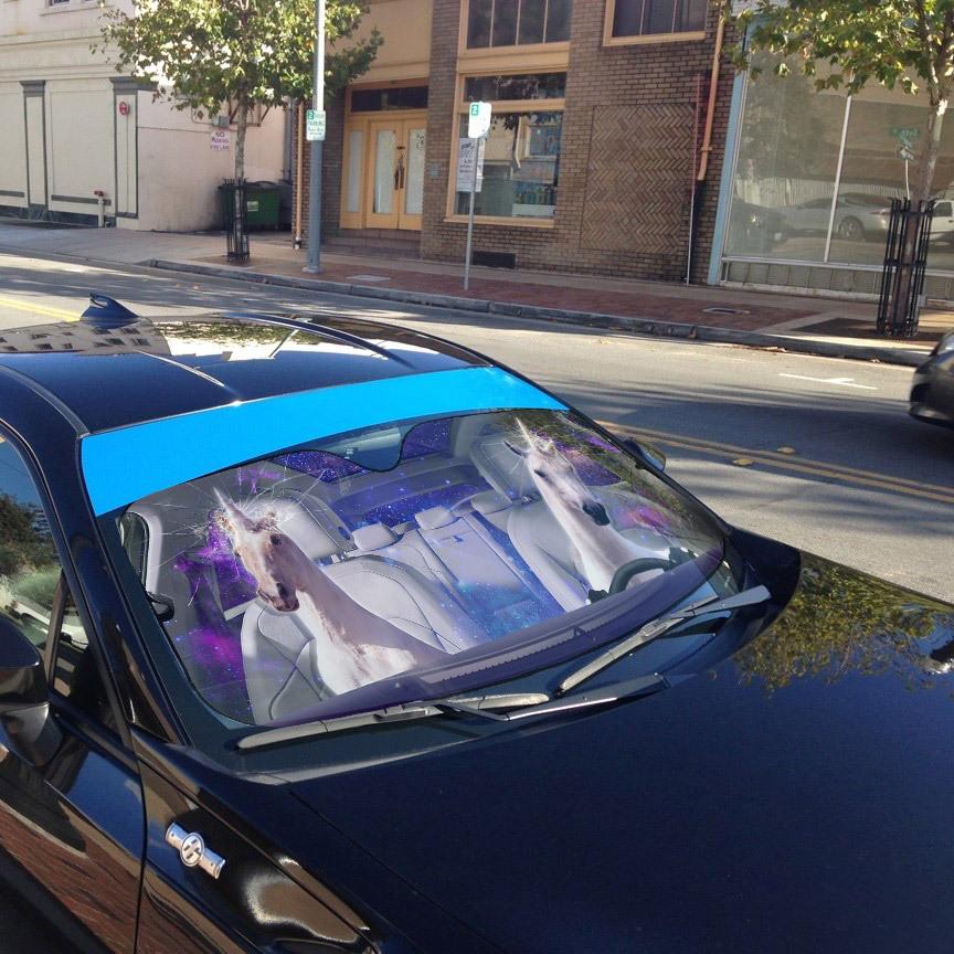 Gearhumans 3D Real Unicorn Custom Car Auto Sunshade
