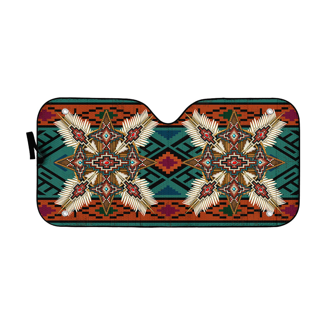 Gearhumans 3D Red Style Native American Car Auto Sunshade