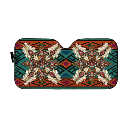 Gearhumans 3D Red Style Native American Car Auto Sunshade