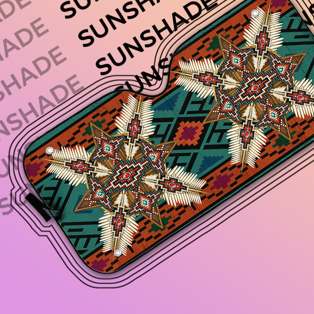 Gearhumans 3D Red Style Native American Car Auto Sunshade