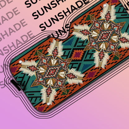 Gearhumans 3D Red Style Native American Car Auto Sunshade
