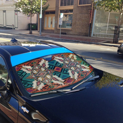 Gearhumans 3D Red Style Native American Car Auto Sunshade