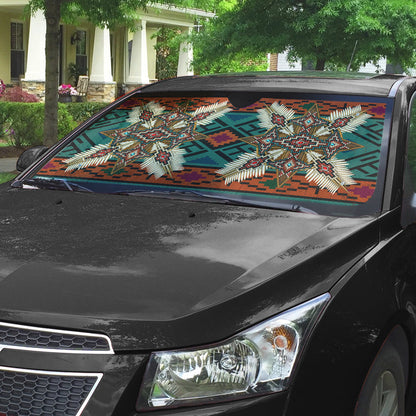 Gearhumans 3D Red Style Native American Car Auto Sunshade
