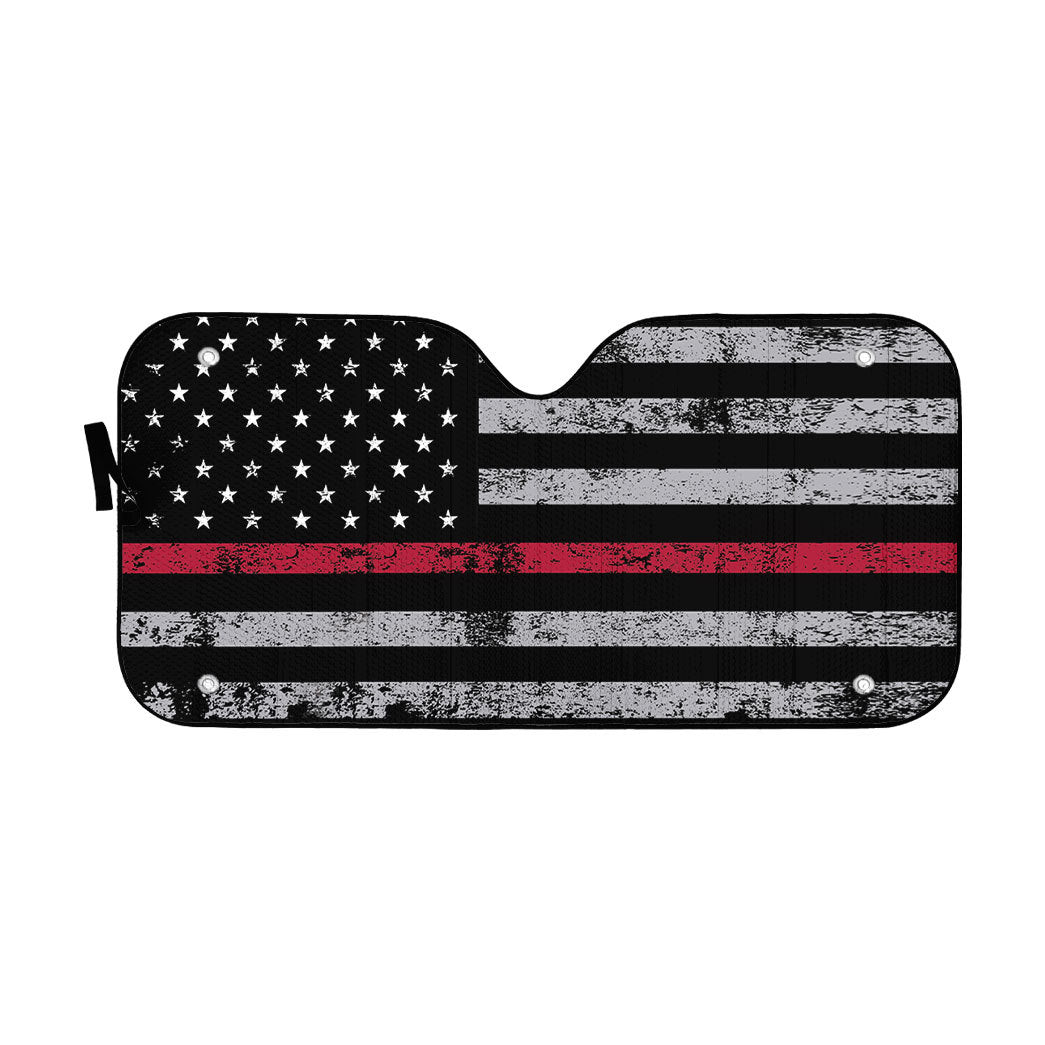 Gearhumans 3D Red Thin Line Auto Sunshade