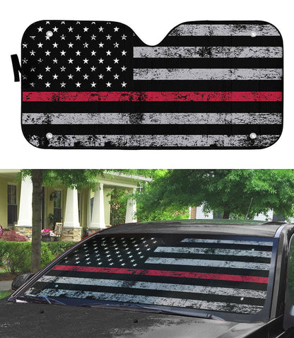 Gearhumans 3D Red Thin Line Auto Sunshade