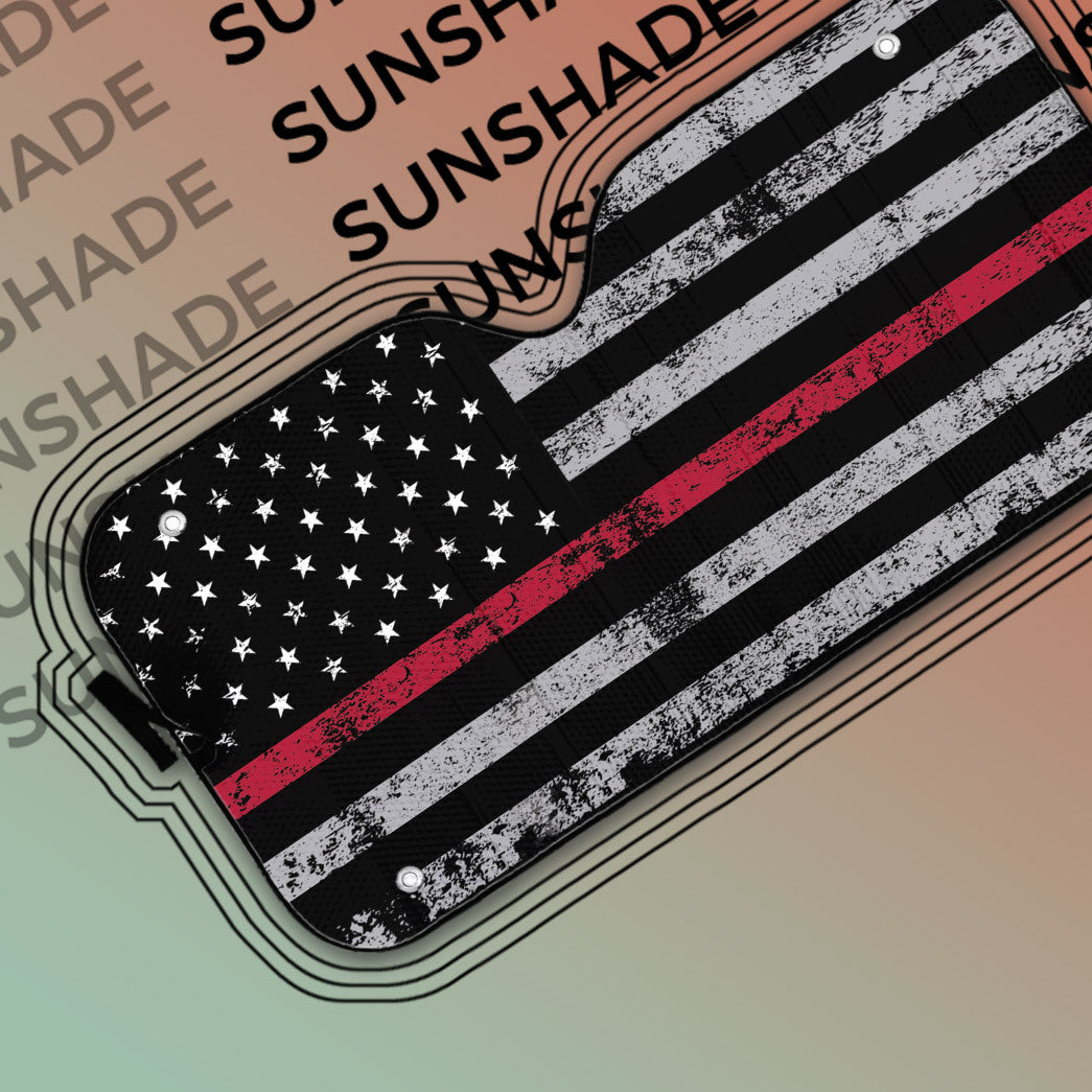 Gearhumans 3D Red Thin Line Auto Sunshade