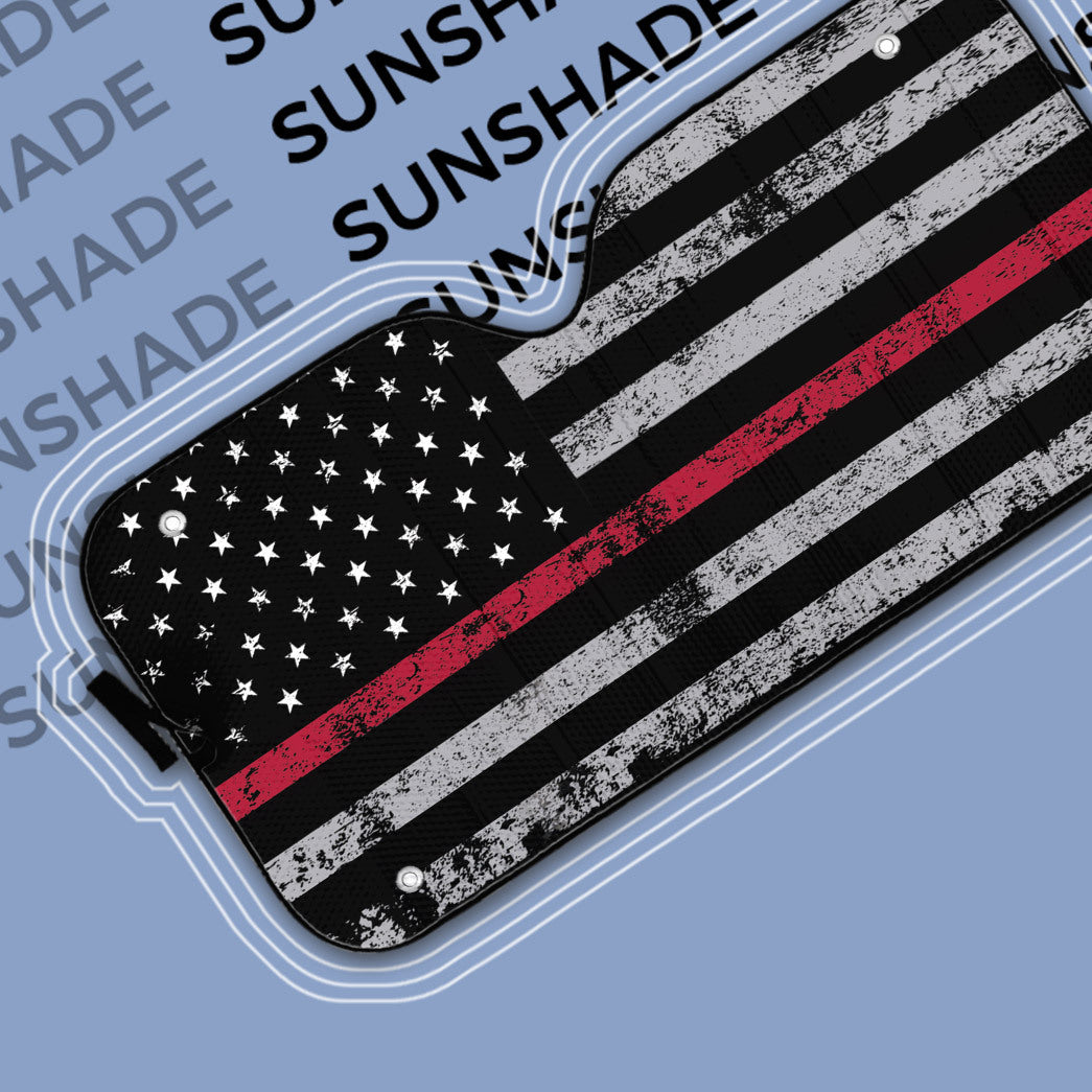 Gearhumans 3D Red Thin Line Auto Sunshade