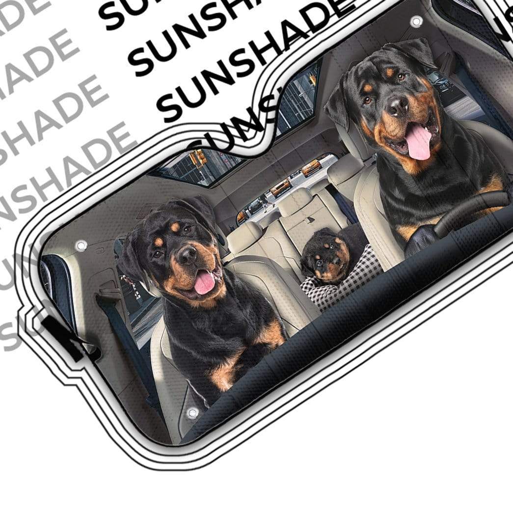 Gearhumans 3D Rottweiler Family Custom Car Auto Sunshade