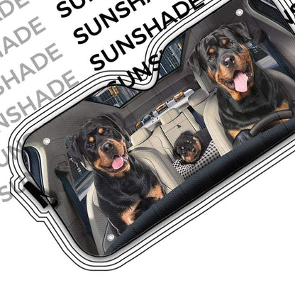 Gearhumans 3D Rottweiler Family Custom Car Auto Sunshade