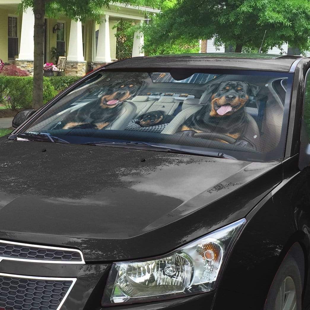 Gearhumans 3D Rottweiler Family Custom Car Auto Sunshade