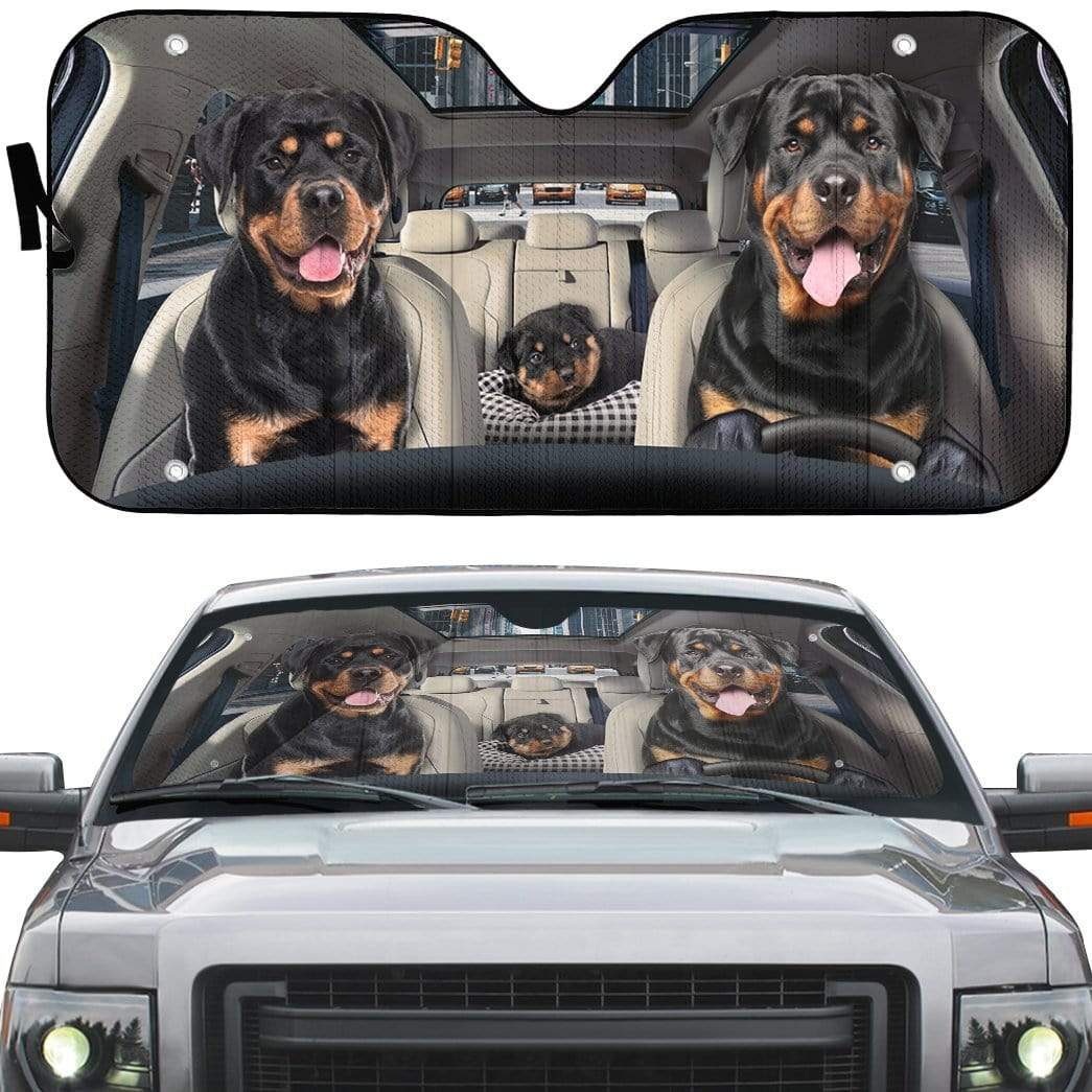Gearhumans 3D Rottweiler Family Custom Car Auto Sunshade