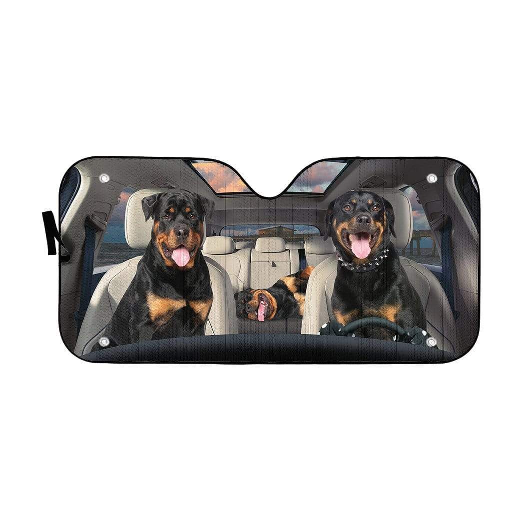 Gearhumans 3D Rottweiler Family Custom Car Auto Sunshade