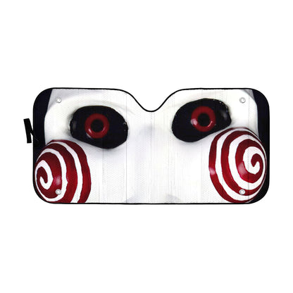 Gearhumans 3D SAW Billy The Puppet Mask Custom Car Auto Sunshade