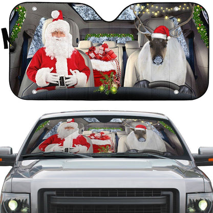 Gearhumans 3D Santa Claus Reindeer Custom Car Auto Sunshade