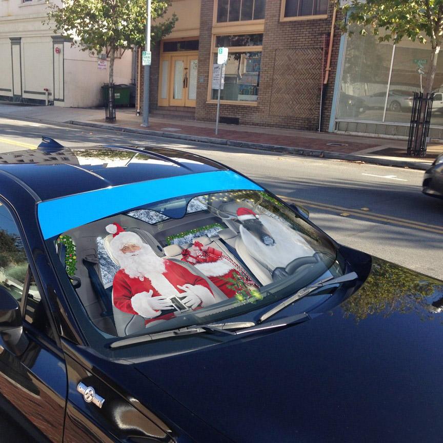 Gearhumans 3D Santa Claus Reindeer Custom Car Auto Sunshade