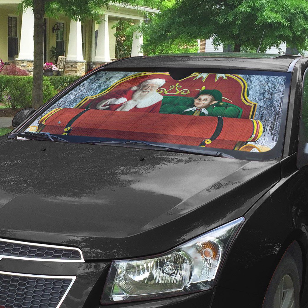 Gearhumans 3D Santa Claus Sleigh Custom Car Auto Sunshade