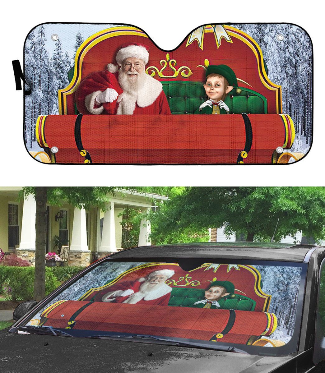 Gearhumans 3D Santa Claus Sleigh Custom Car Auto Sunshade