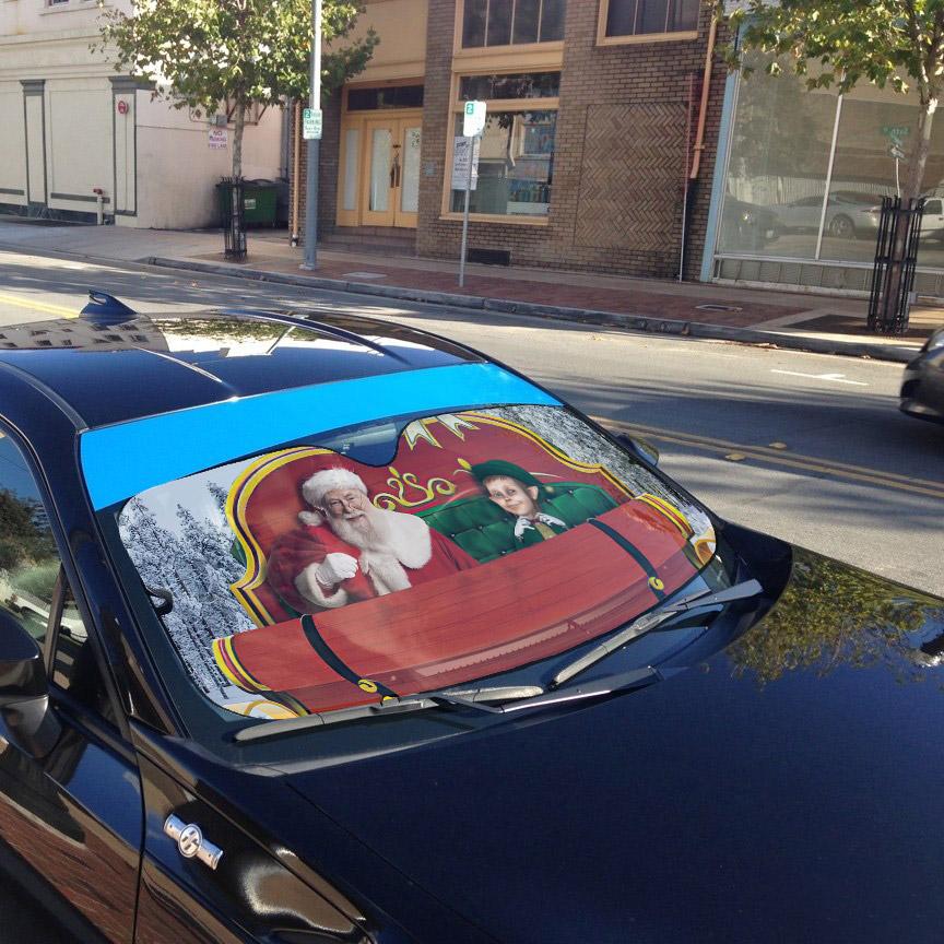 Gearhumans 3D Santa Claus Sleigh Custom Car Auto Sunshade