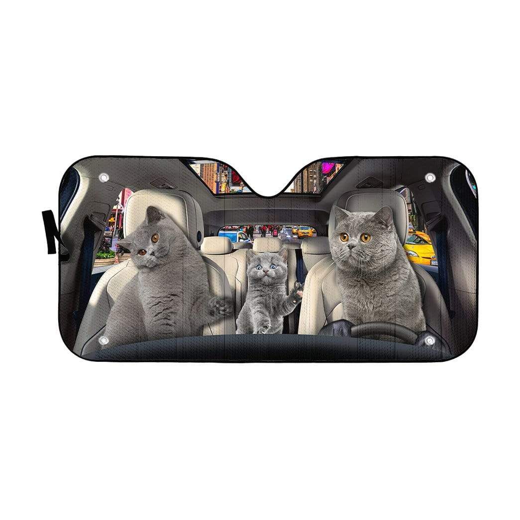 Gearhumans 3D Scottish Fold Kittens Custom Car Auto Sunshade
