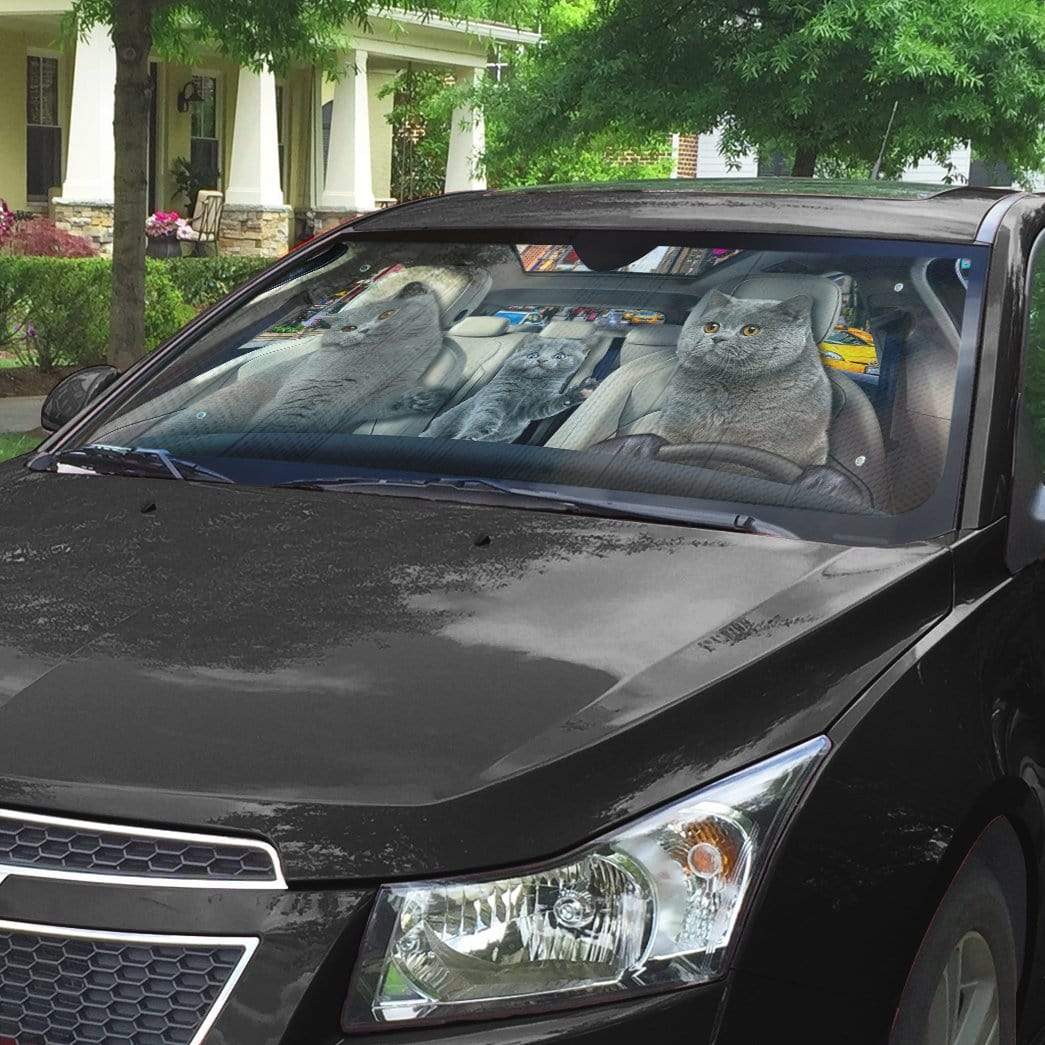 Gearhumans 3D Scottish Fold Kittens Custom Car Auto Sunshade