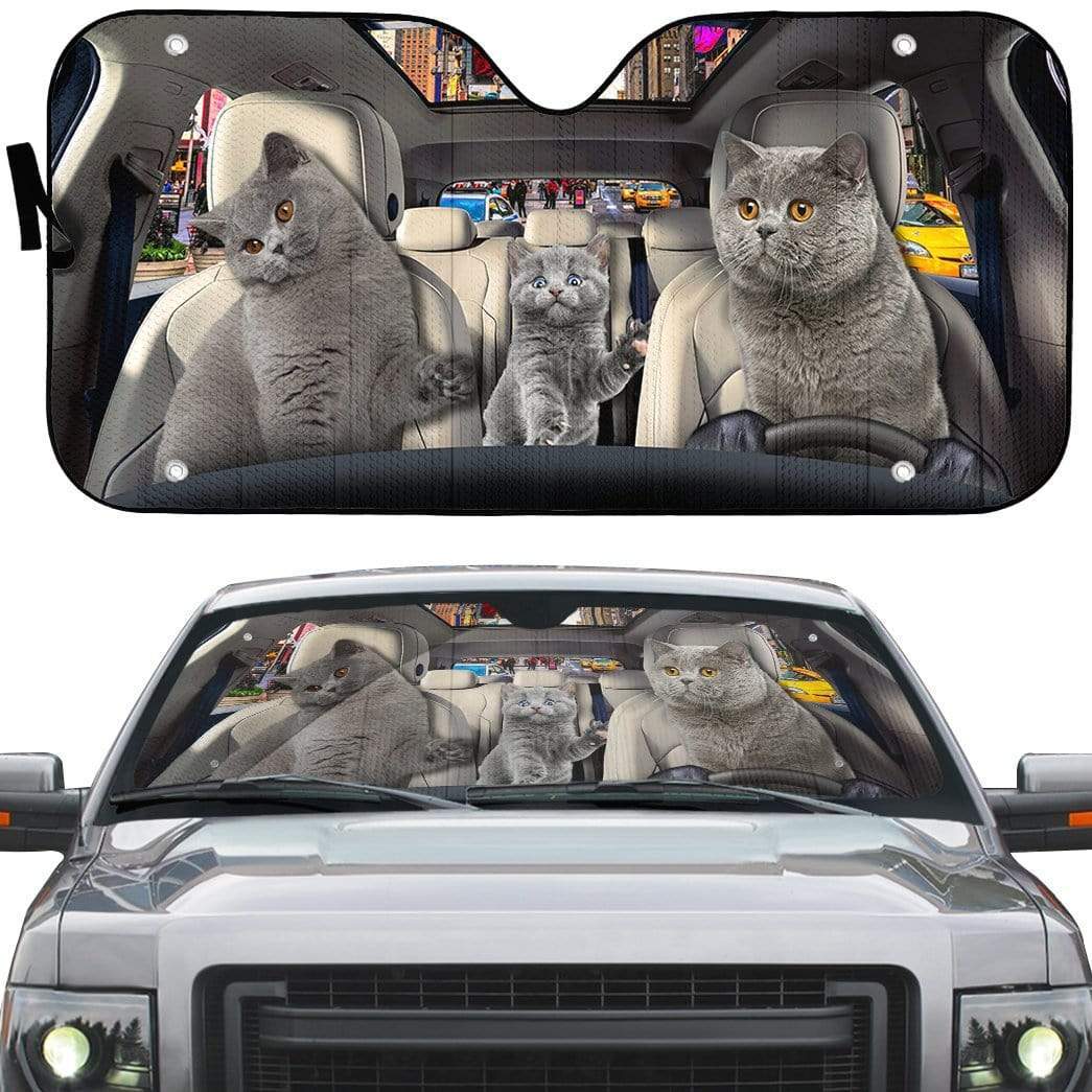 Gearhumans 3D Scottish Fold Kittens Custom Car Auto Sunshade