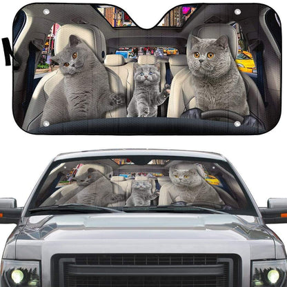 Gearhumans 3D Scottish Fold Kittens Custom Car Auto Sunshade