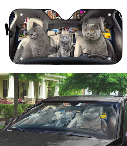 Gearhumans 3D Scottish Fold Kittens Custom Car Auto Sunshade