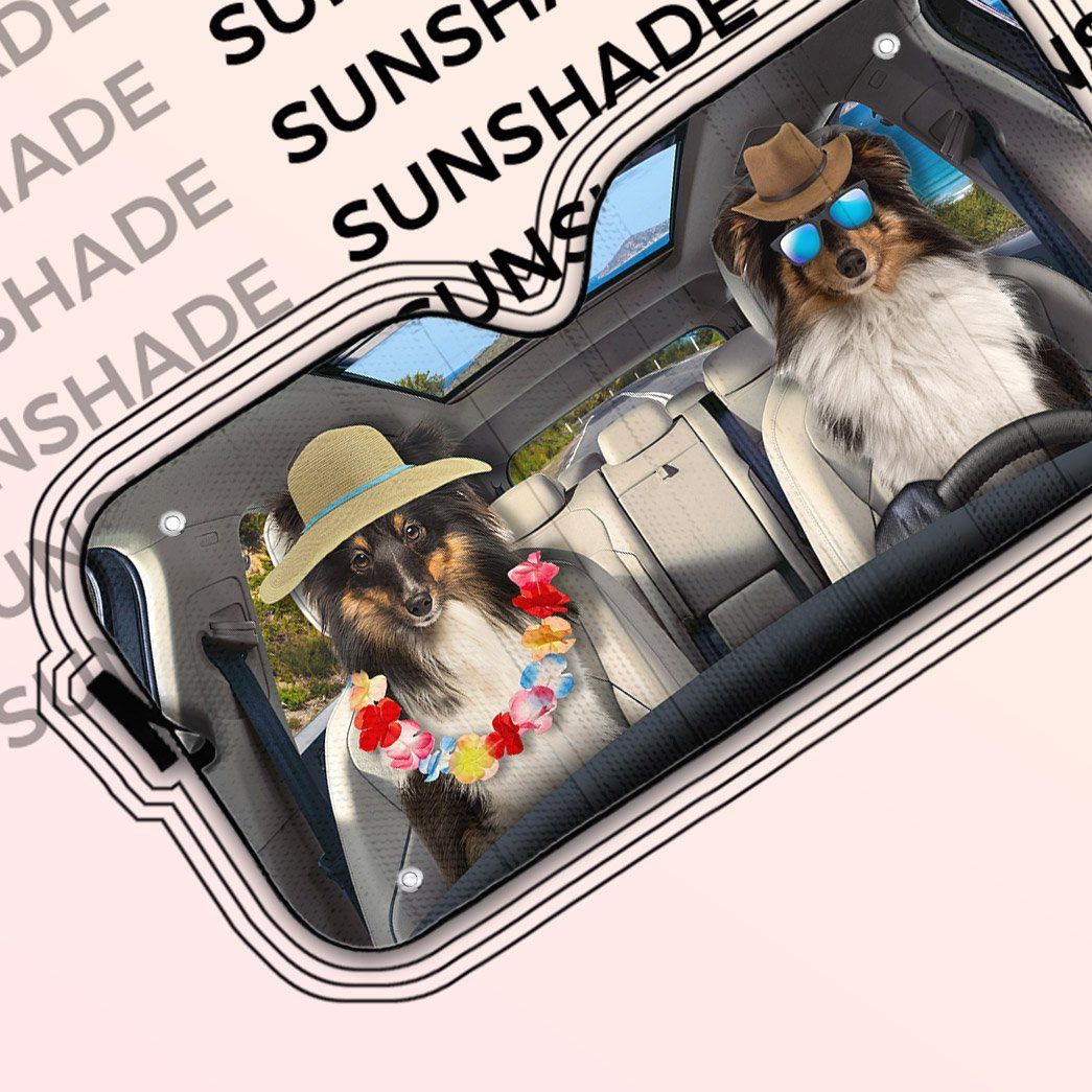 Gearhumans 3D Shetland Sheepdog Dog Auto Car Sunshade