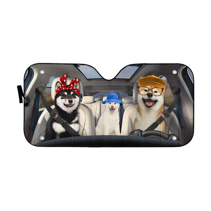 Gearhumans 3D Shiba Inu Dogs Custom Car Auto Sunshade