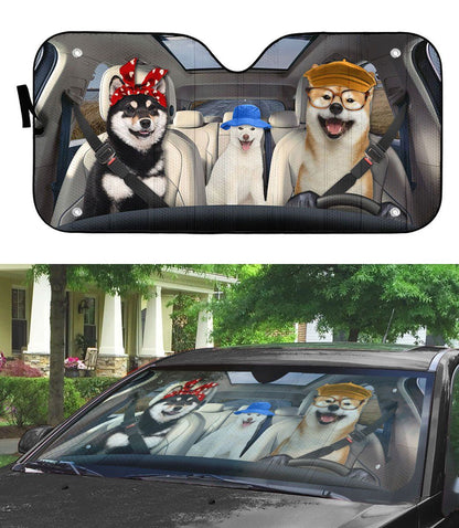 Gearhumans 3D Shiba Inu Dogs Custom Car Auto Sunshade