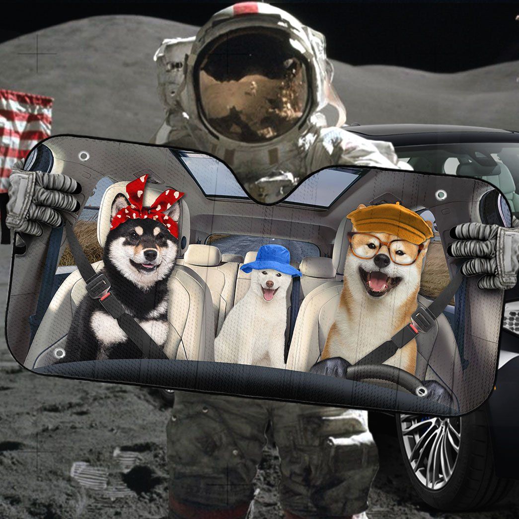 Gearhumans 3D Shiba Inu Dogs Custom Car Auto Sunshade