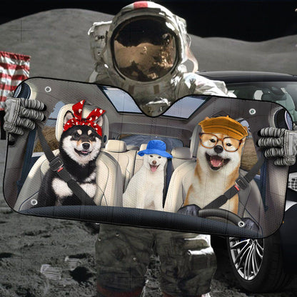 Gearhumans 3D Shiba Inu Dogs Custom Car Auto Sunshade