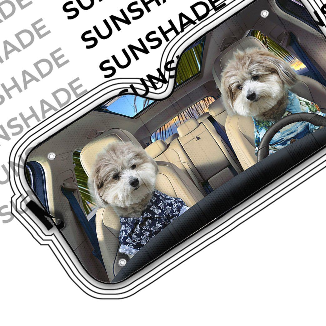 Gearhumans 3D Shih Tzu Puppies Custom Car Auto Sunshade