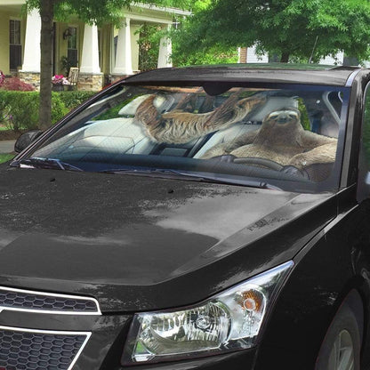 Gearhumans 3D Sloths Custom Car Auto Sunshade