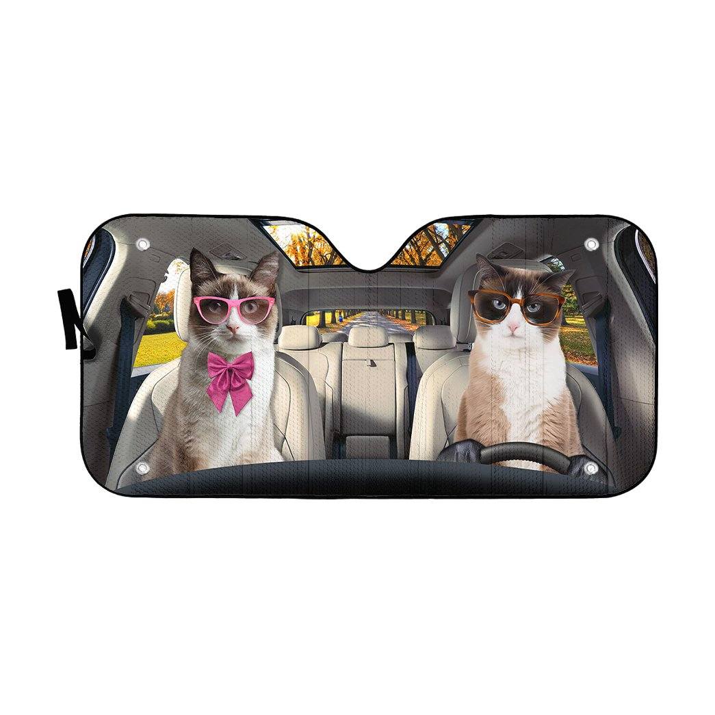 Gearhumans 3D Snowshoe Cat Auto Car Sunshade