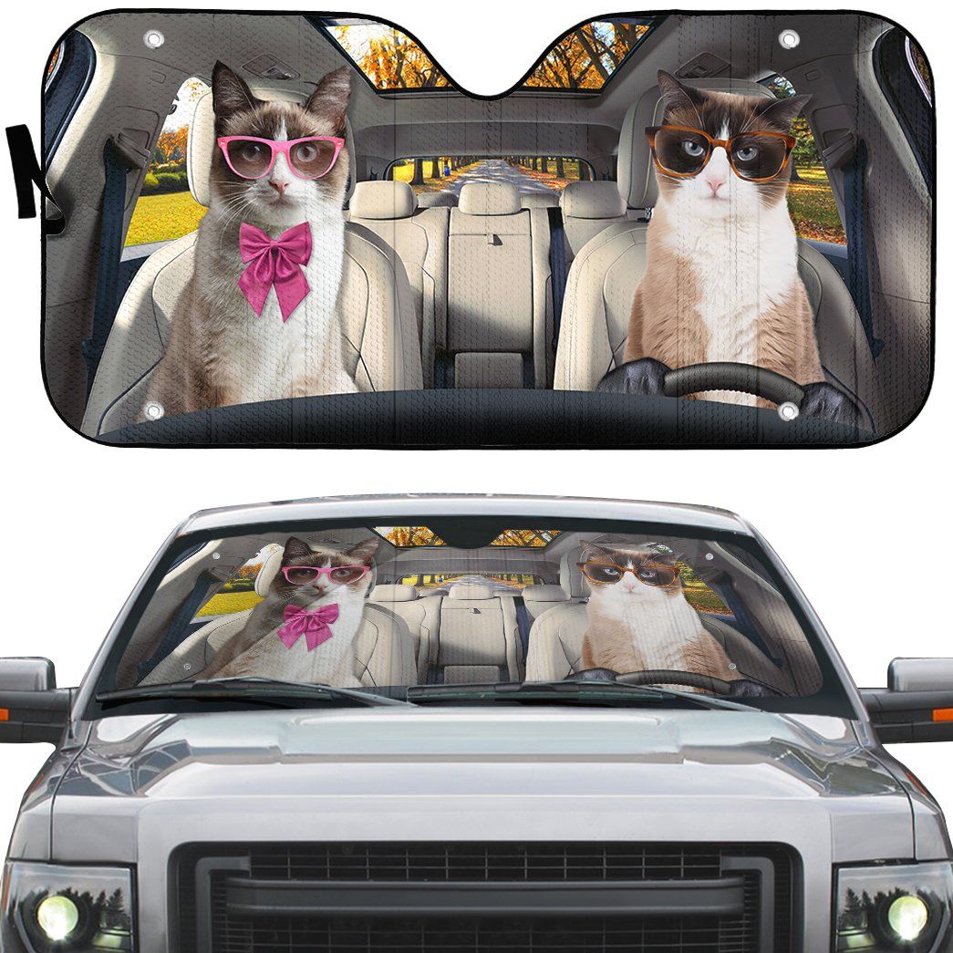 Gearhumans 3D Snowshoe Cat Auto Car Sunshade