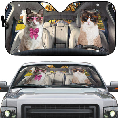 Gearhumans 3D Snowshoe Cat Auto Car Sunshade