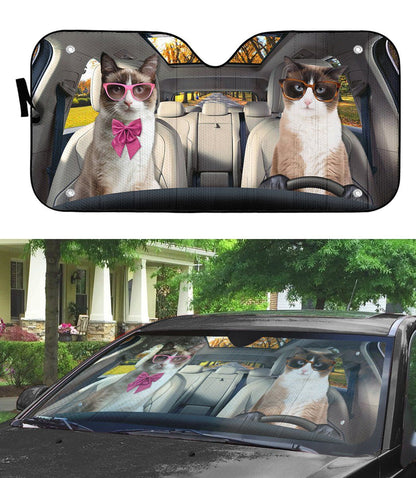 Gearhumans 3D Snowshoe Cat Auto Car Sunshade