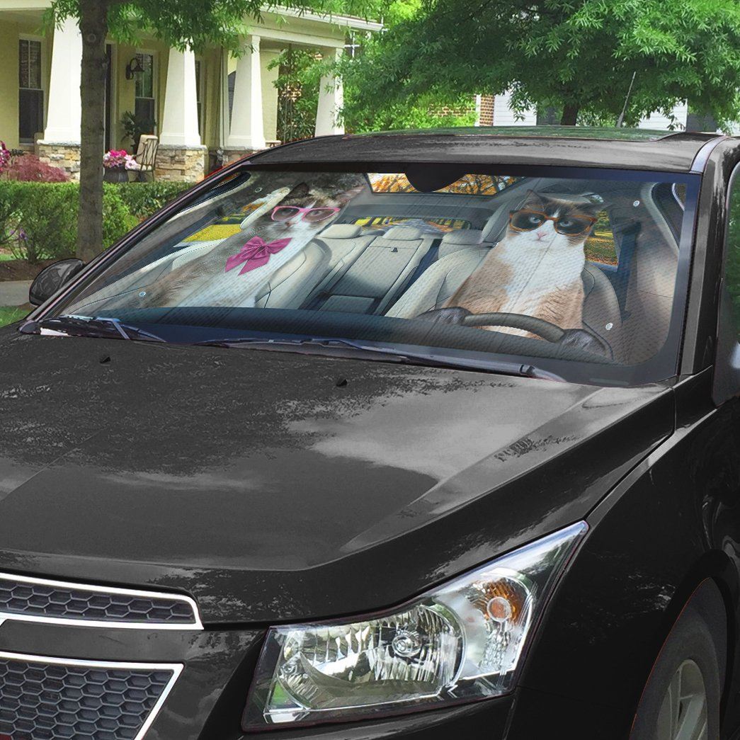 Gearhumans 3D Snowshoe Cat Auto Car Sunshade