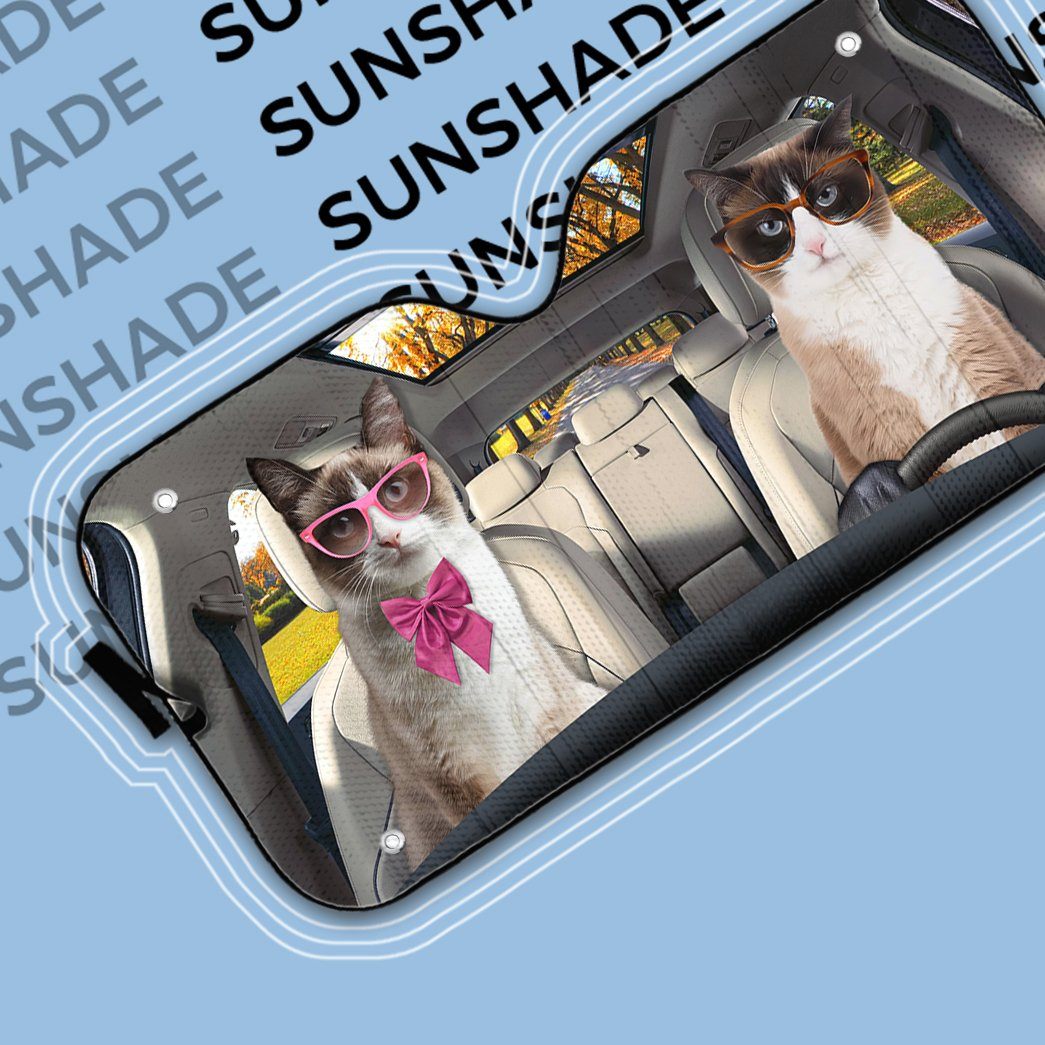 Gearhumans 3D Snowshoe Cat Auto Car Sunshade