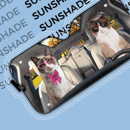 Gearhumans 3D Snowshoe Cat Auto Car Sunshade